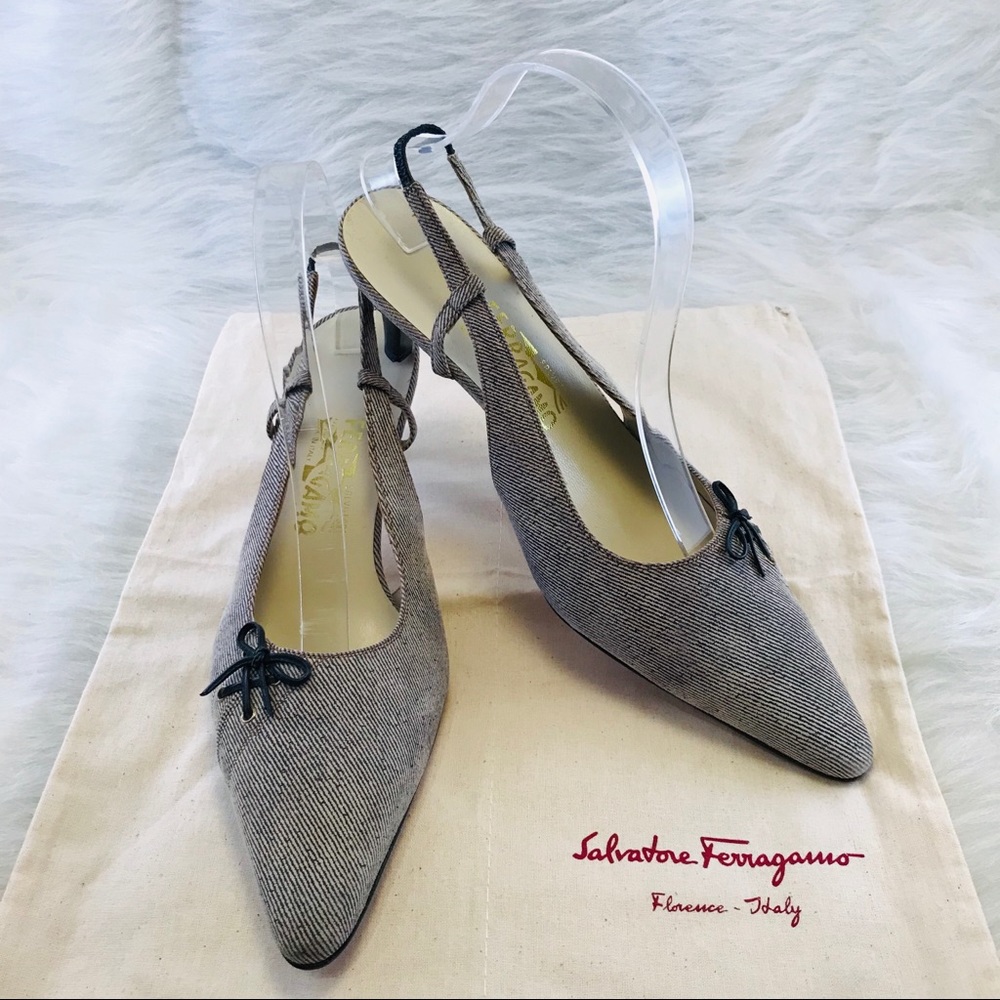 FERRAGAMO Slingback Pump Shoes Gray